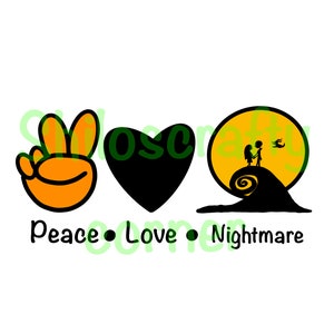 Halloween | Digital | Download | SVG | PNG | Peace | Love | Nightmare | Skeleton | Rag Doll | Dog | Spooky | Hill | Black | Orange