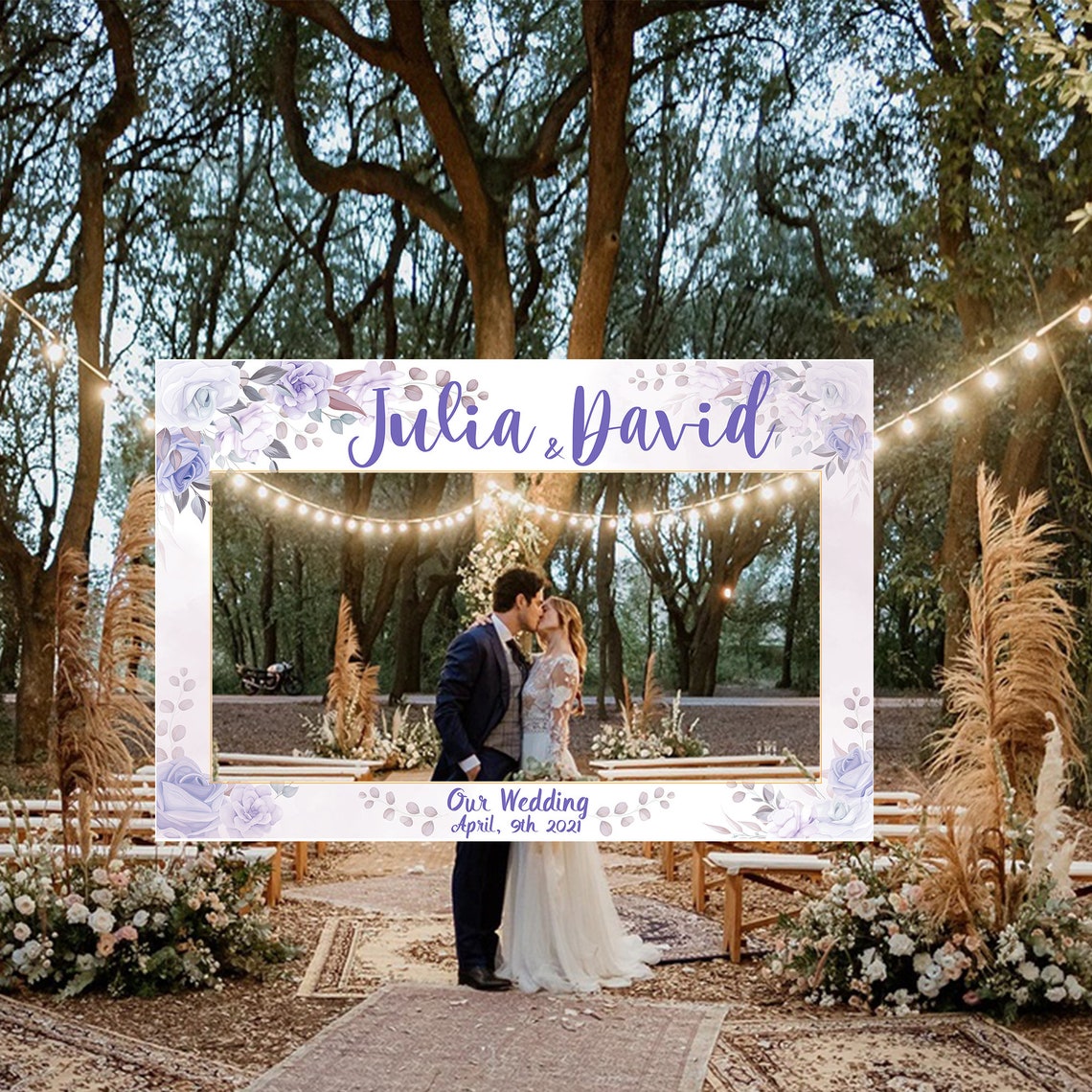 Personalized Wedding Photo Booth Frame Purple Wedding Photo Etsy