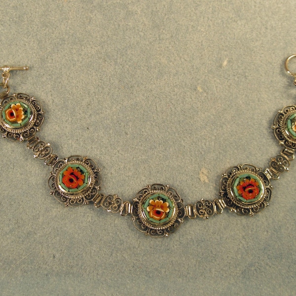 VTG Floral Micro-Mosaic Italy Bracelet