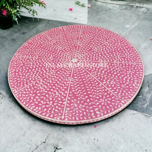 Bone Inlay Floral Design Big Dining Table Pink, Bone Inlay Floral ...