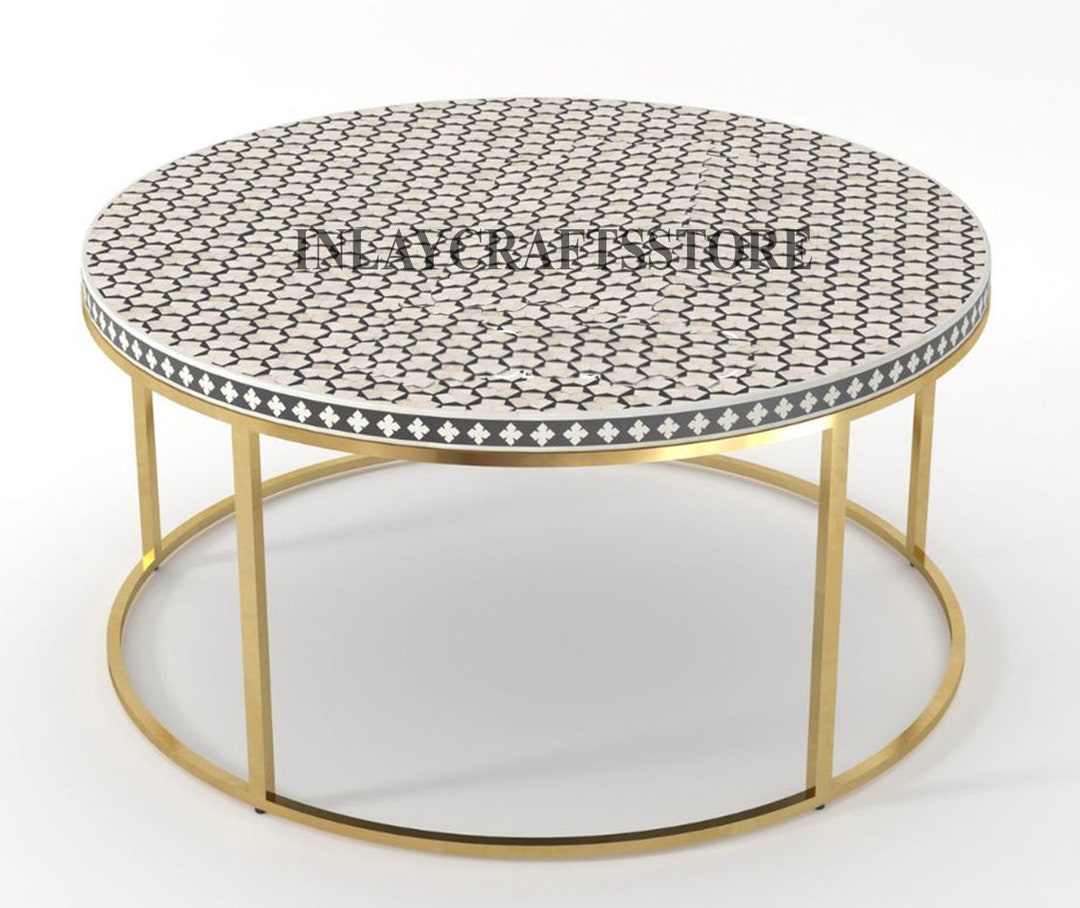 Bone Inlay Targua Design Coffee Table, Bone Inlay Targua Design Center