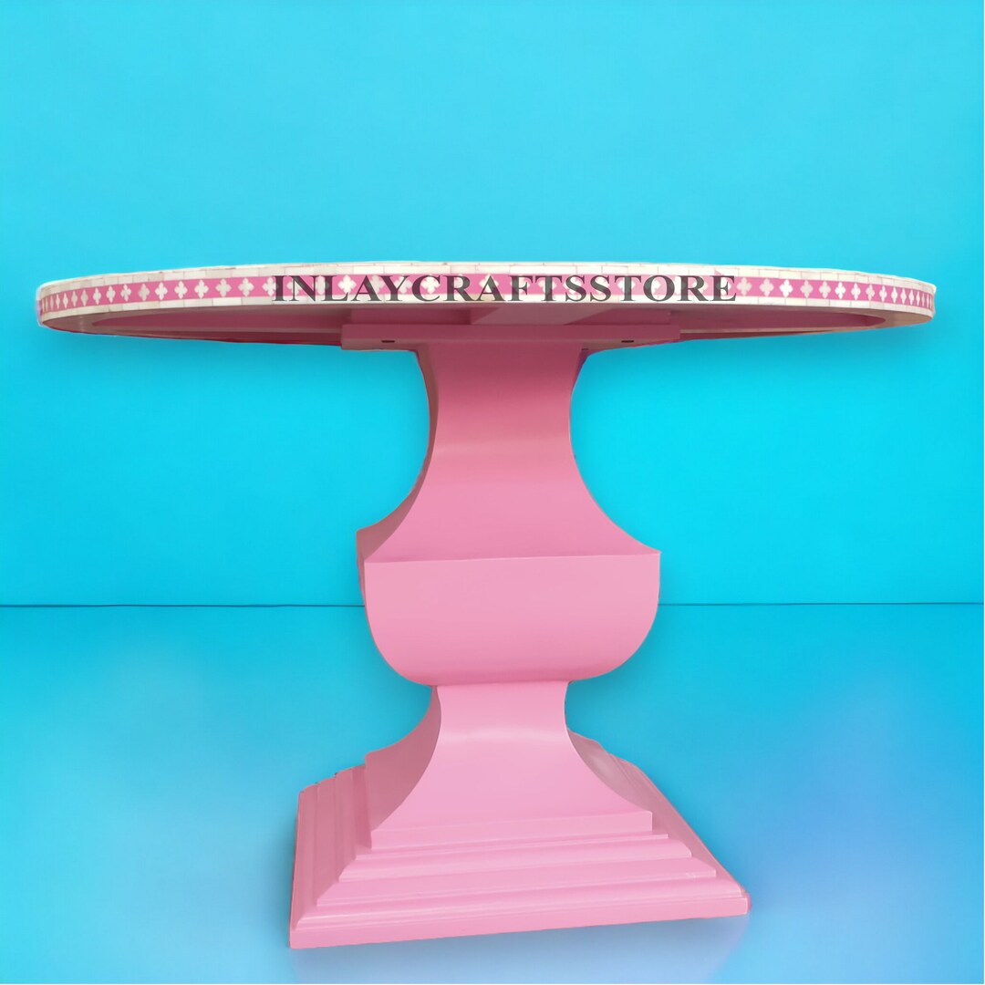 Bone Inlay Floral Design Big Dining Table Pink Bone Inlay - Etsy