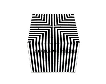 Bone Inlay Stripe Design Square Side Table Black, Bone Inlay Stripe Design Square End Table Black, Bone Inlay Sofa Side Table