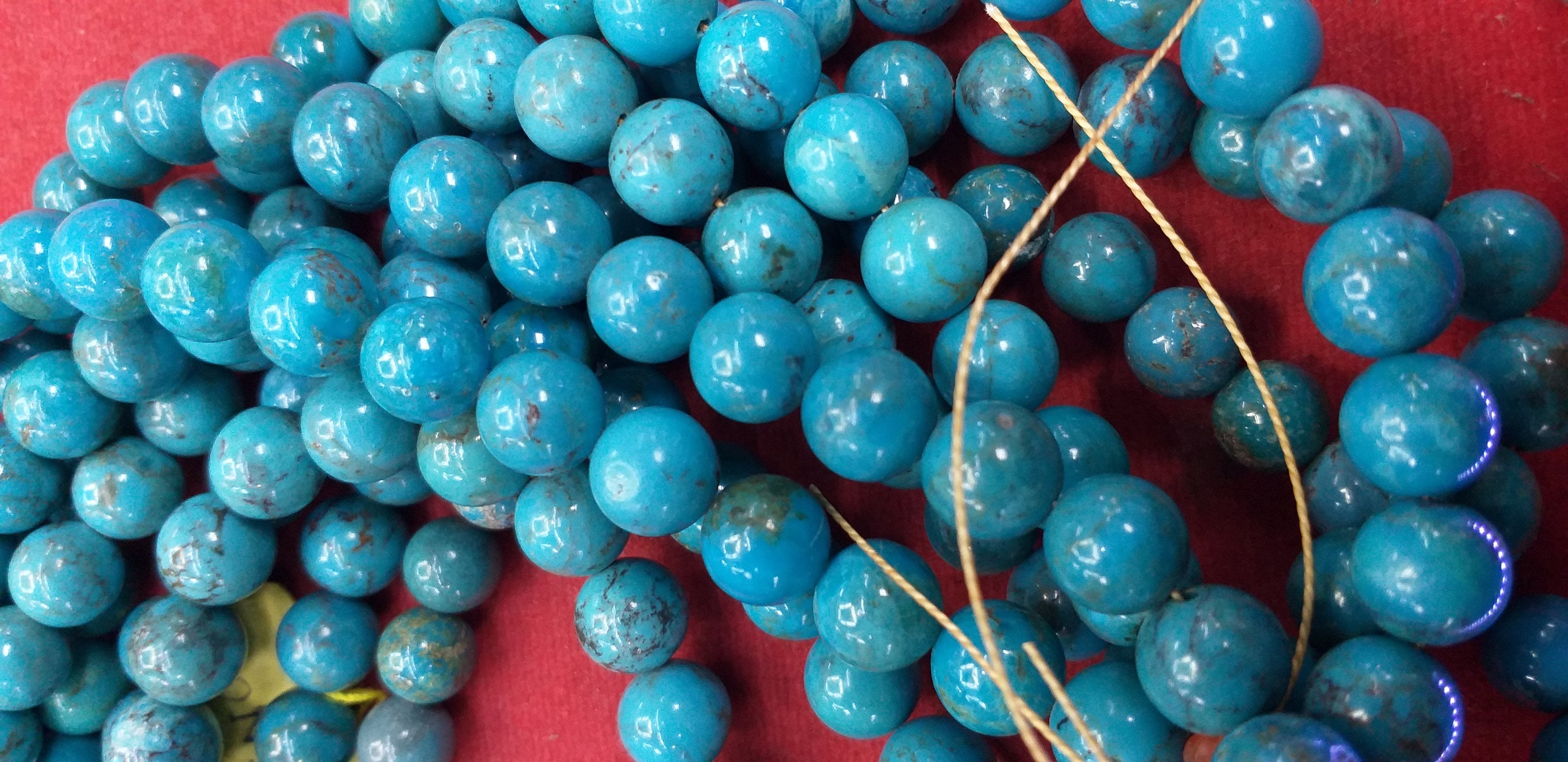 Amazing 10mm Natural Blue Persian Turquoise Beads Necklace Etsy