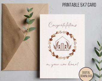 Housewarming Printable Card | Congratulations On Your New Home | New House | Digital Download | Housewarming Gift | New Home