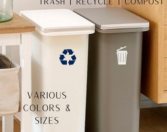 Pegatinas de basura, reciclaje y compost / Calcomanías / Etiqueta / Vinilo / Papelera / Personalizado / Indicador / Pegatina de basura / Pegatina de reciclaje / Organizar