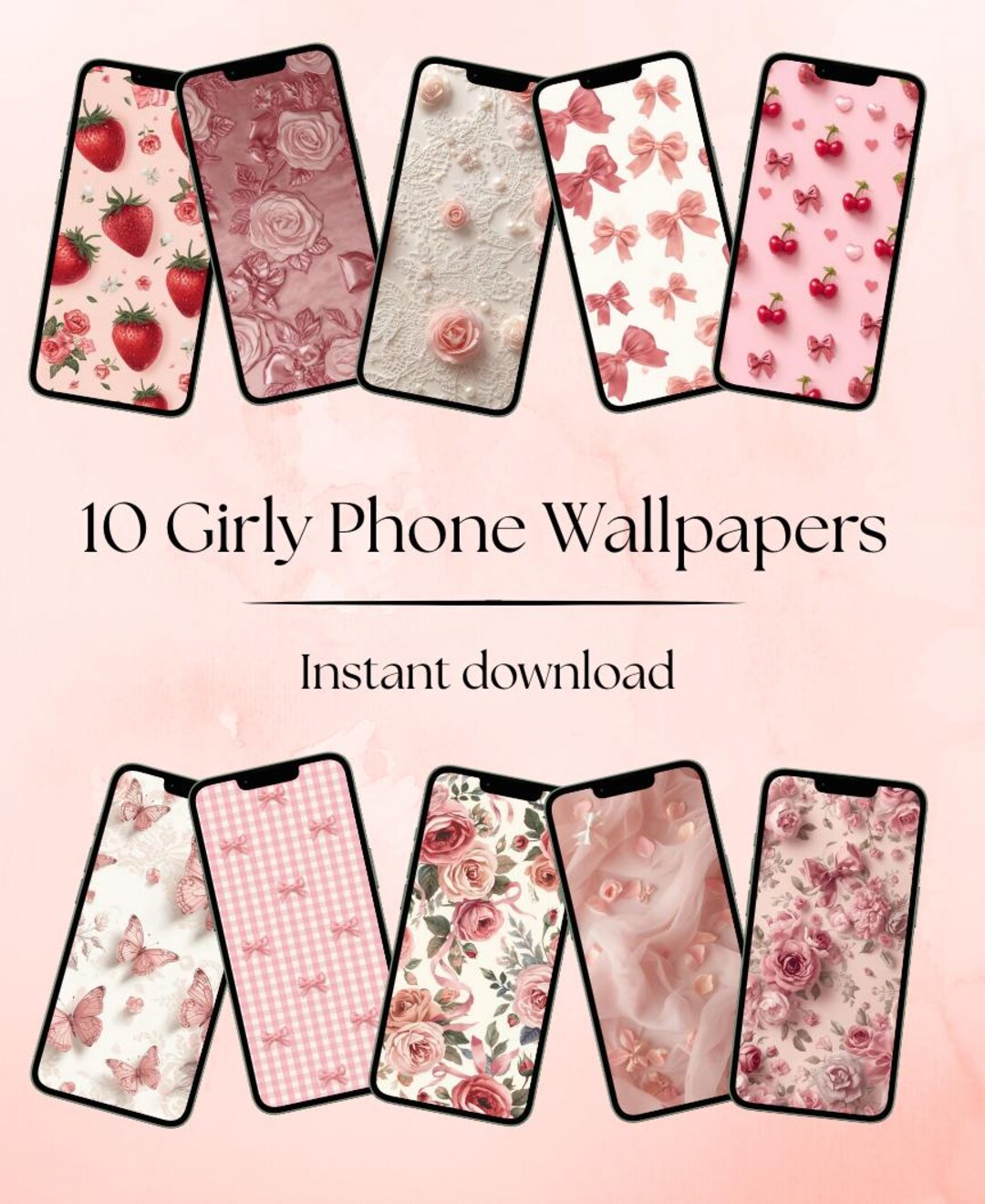 10 Feminine Watercolor Phone Wallpapers, Girly Coquette Aesthetic ...