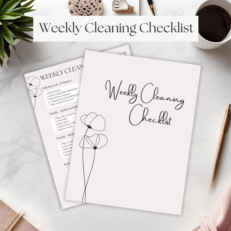 Weekly Cleaning Checklist Printable | Minimalist Cleaning Schedule ...