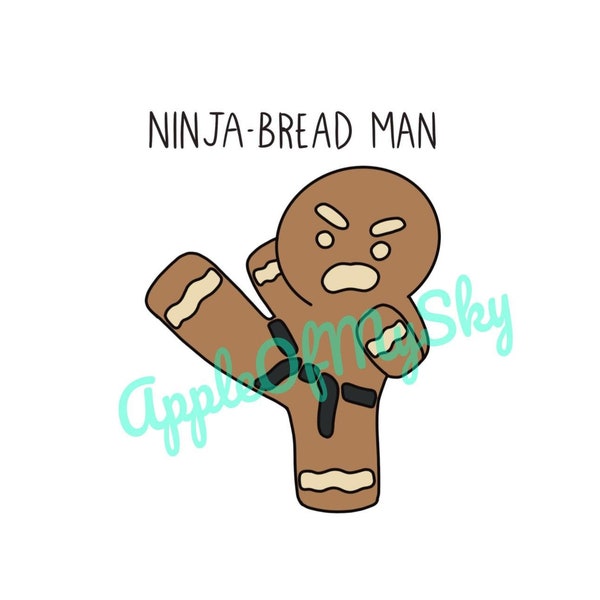 Ninja Bread Man SVG, PNG - Instant Download, Cricut, Silhouette