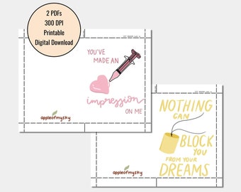 Printable Audiology Greeting Cards - Instant Download, Hand Drawn, Ear Impression, Audiologist