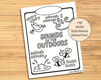 Printable Audiology Coloring Page - Sounds in the Outdoors