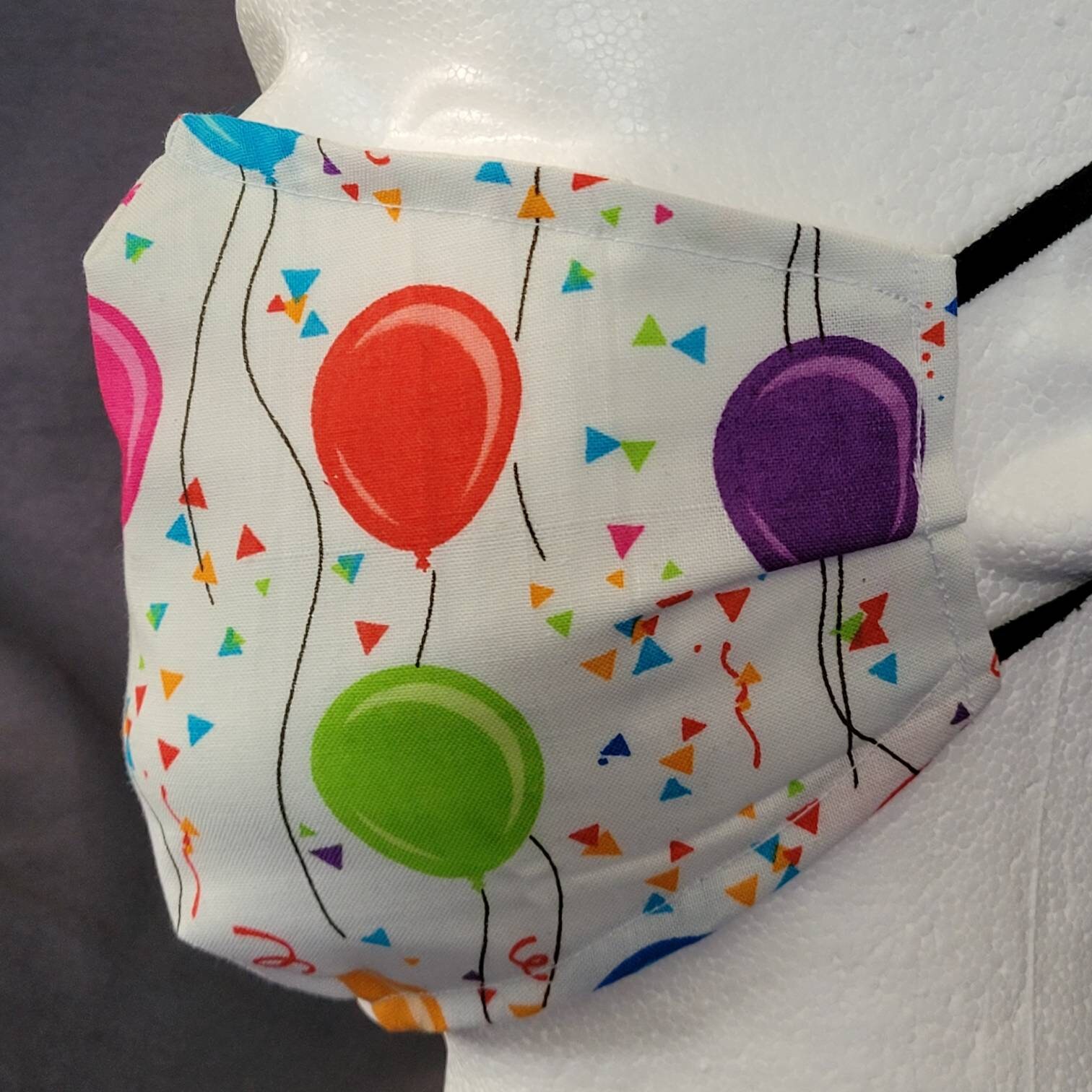 112 Balloons in White Design Adult Face Masks 100 Cotton Etsy