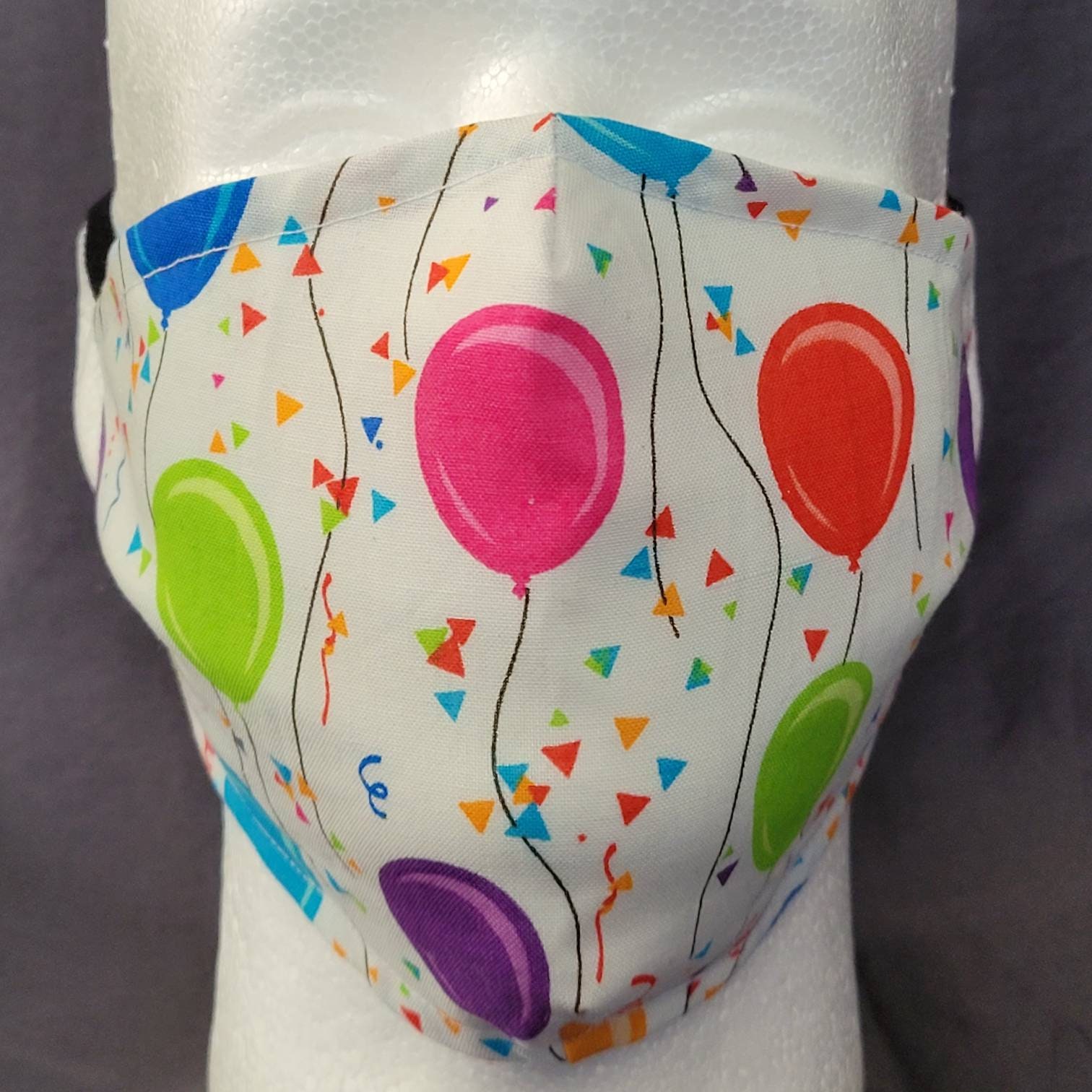 112 Balloons in White Design Adult Face Masks 100 Cotton Etsy