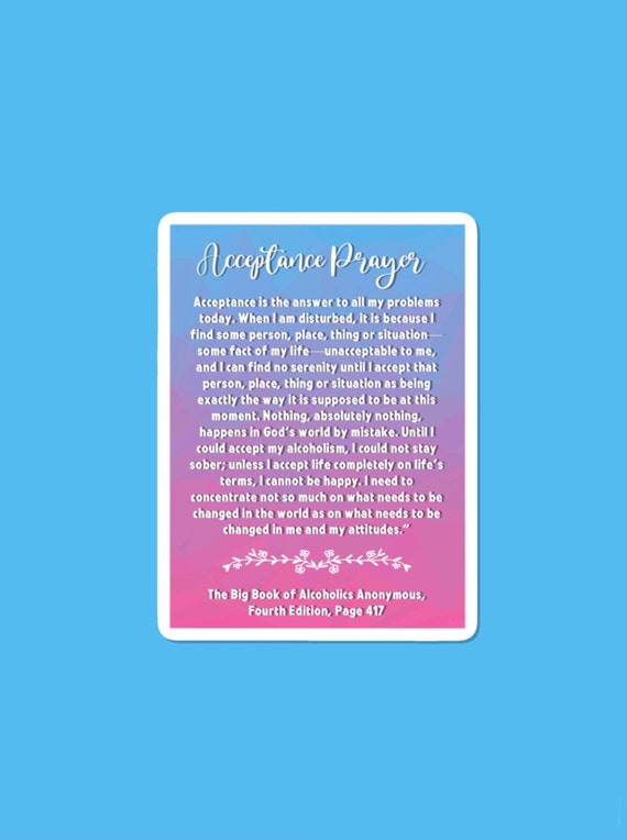 AA Acceptance Prayer Sticker Alcoholics Anonymous Big Book - Etsy