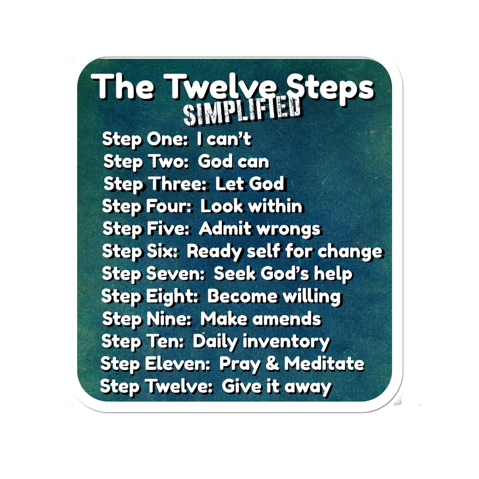 The 12-steps of AA Simplified Waterproof Vinyl Sticker | Etsy UK
