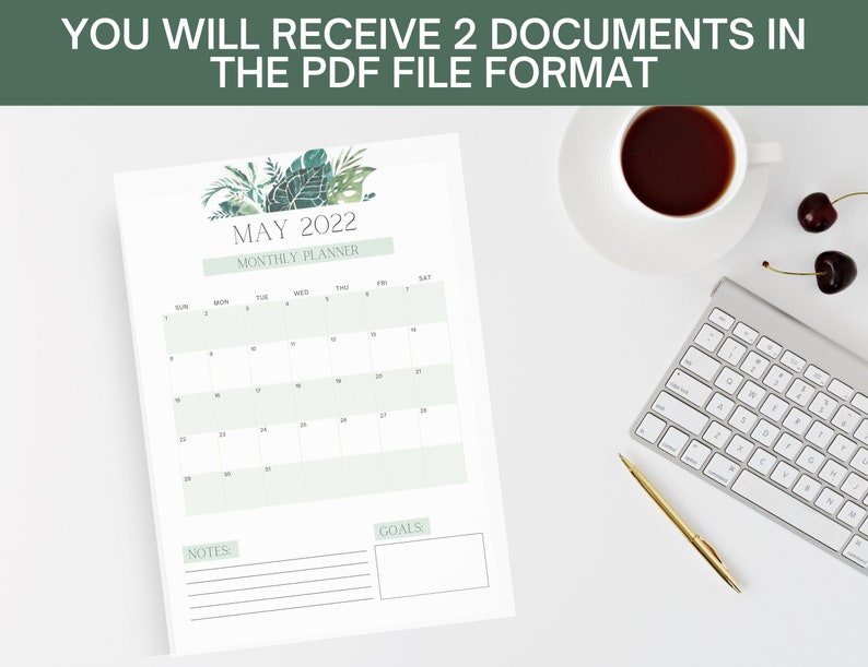 printable may calendar 2022 planner may 2022 foliage etsy