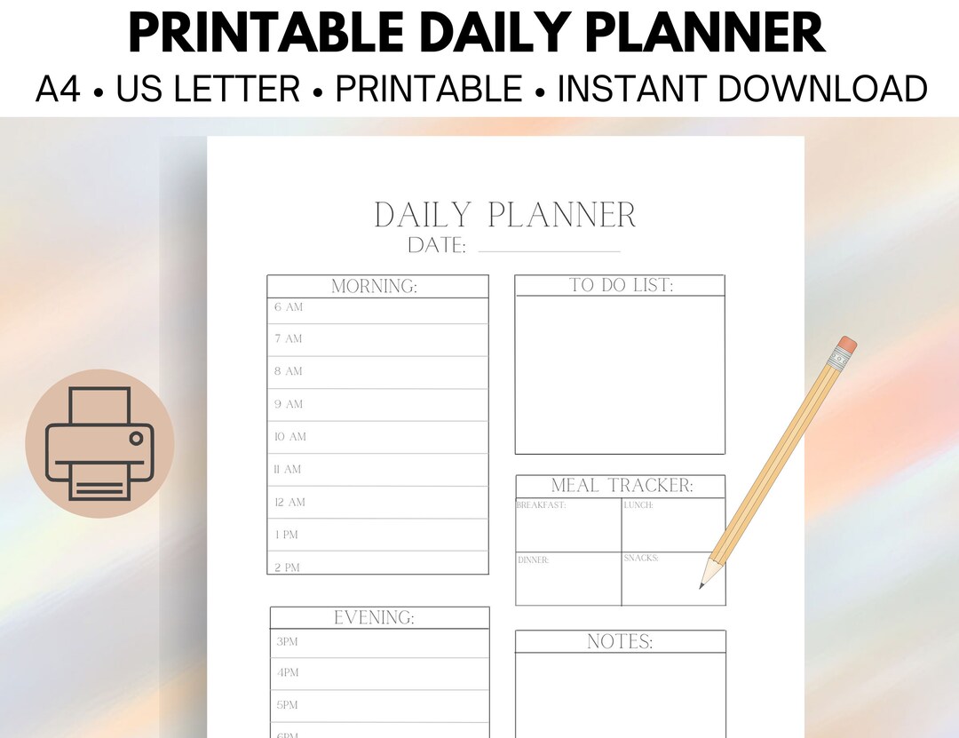 Daily Planner Printable Daily to Do List Productivity - Etsy Hong Kong