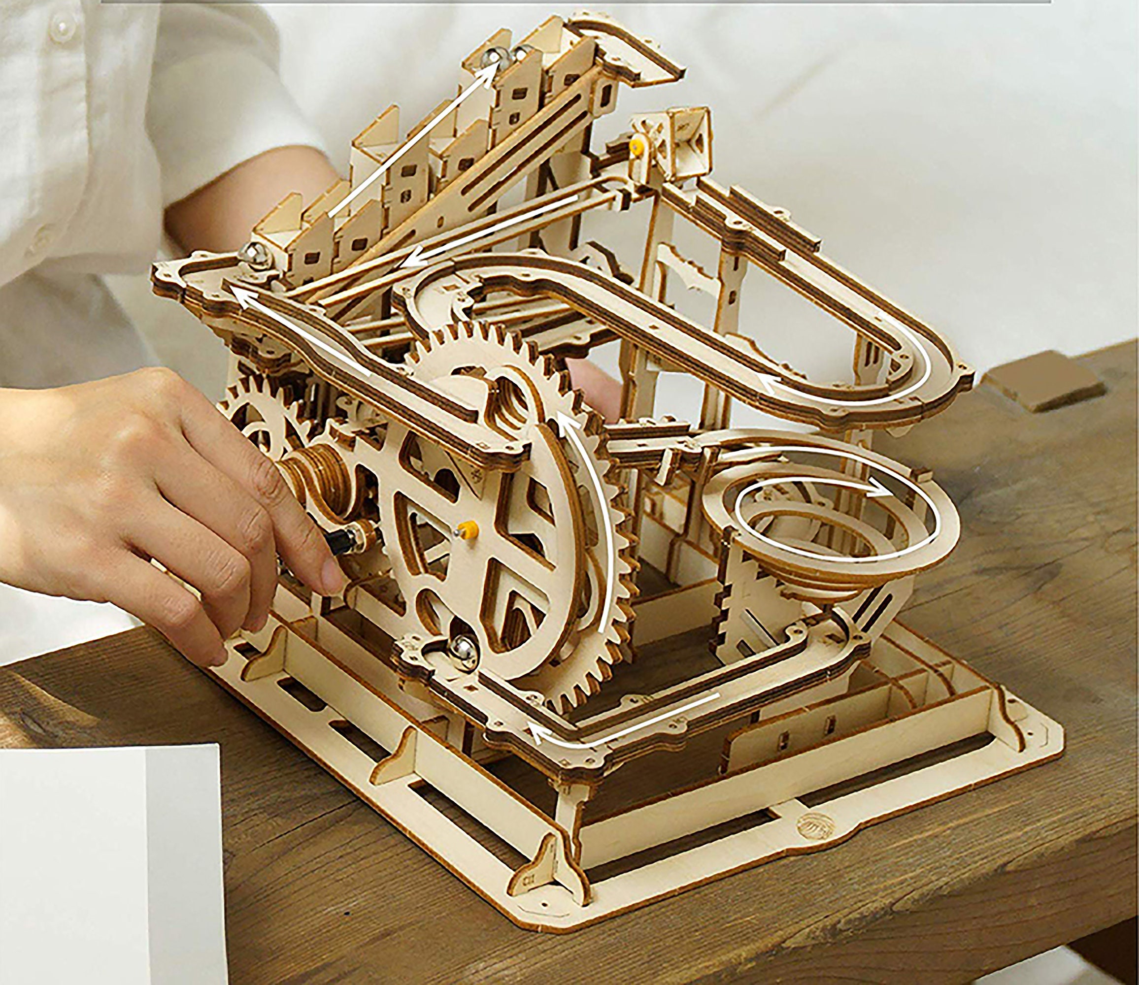 Marble Run DIY Waterwheel Wooden Model Building Block Kits Etsy