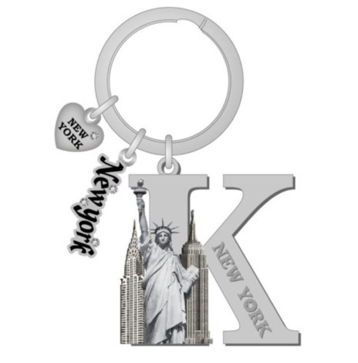 Letter K Initial Keychain with Charm Etsy