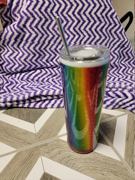 Rainbow Glitter Tumbler With Straw Pride Tumbler Glitter Etsy