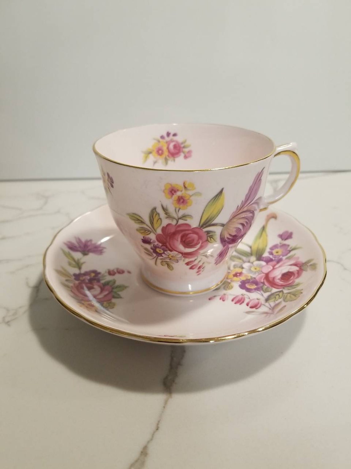 Tuscan Fine English Bone China Montrose Tea Cup & Saucer Etsy España