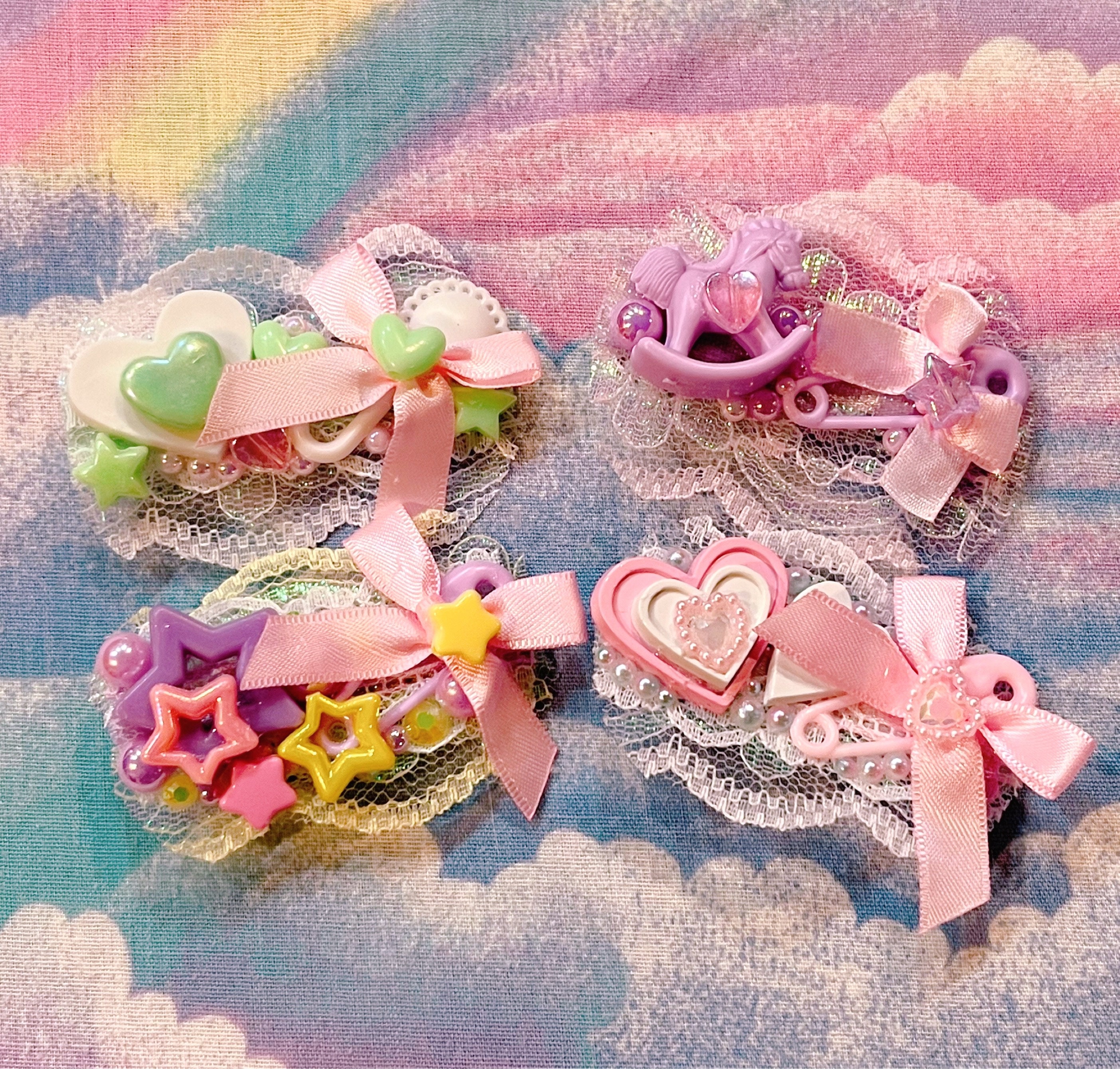 Lacy Pansy クリップ　セット Various Pastel Lacey Clips - Etsy