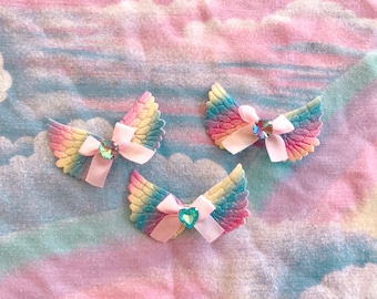 Kawaii Pastel Rainbow Wing Clips