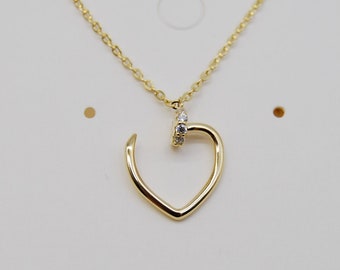 14k Gold plated and Solid Sterling Silver Heart necklace (925 Silver, 14k Gold plated)