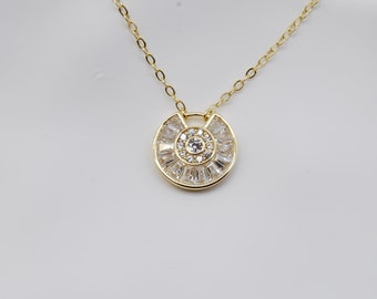 14k Gold plated and Solid Sterling Silver “Wheel” necklace (925 Silver, 14k Gold plated)