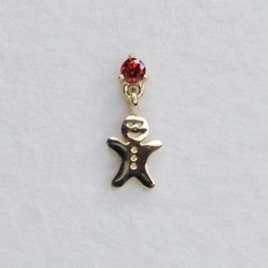 9CT Solid Gold Tiny Little Gingerbread Man Earring Piercing Tragus Helix Cartilage Earlobe