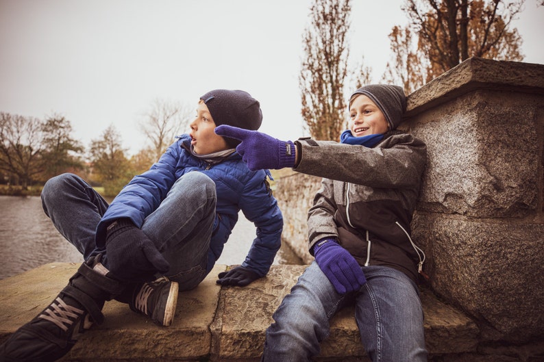 Kinder Strickhandschuhe aus Baumwolle mit Thinsulate-Futter Bild 5