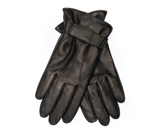 Men's leather gloves made of lamb nappa leather, classic