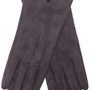 Veganer Damenhandschuhe in Velours-Optik gefüttert mit kuschelig weichem Teddyfleece Anthra