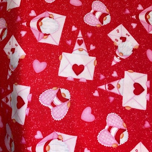 Gnomie Love Fabric Red Background Love Letters