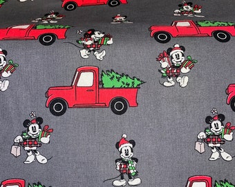 Disney Mickey and Minnie Red Truck Christmas Fabric