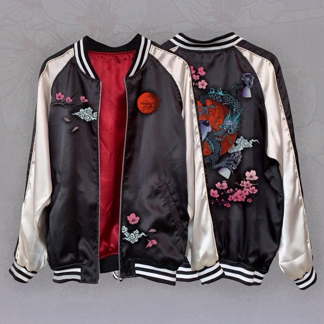 Cyberpunk Starship Sukajan Jacket - Etsy 超目玉価格 CYBERPUNK JACKET ZIP FULL FRAGMENT 2077 パーカー