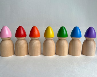 Rainbow Gnome Peg Doll set | Sensory play tools | Sensory Play | Sensory Toy | Peg dolls | Waldorf Sensory | Montessori Sensory