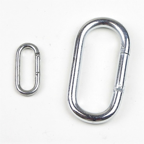 10 Pc. - Zinc Plated Straight Oval Spring Snap Hook Carabiner - 3/16"