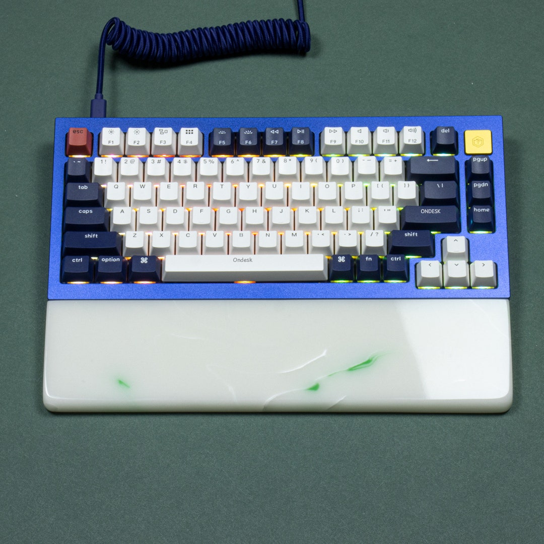 Keychron Keyboards Milky White and Green Resin Wrist Rest QMK Q1 Q2 Q3