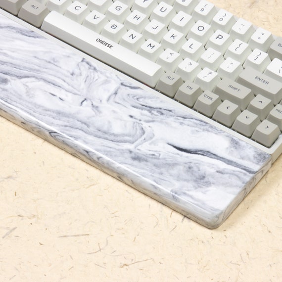 Milky White Artisan Resin Keyboard Wrist Rest Stone Quartz TKL 60 65 Gmmk  Pro Wrist Rest Mechanical Keyboards 