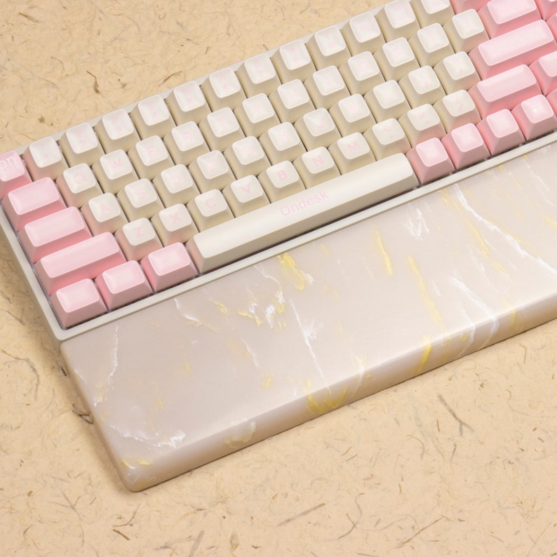 Champagne Pink Artisan Keyboard Wrist Rest Resin Stone Quartz Etsy