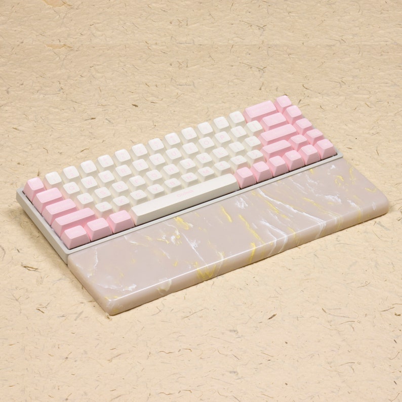 Champagne Pink Artisan Keyboard Wrist Rest Resin Stone Quartz Etsy