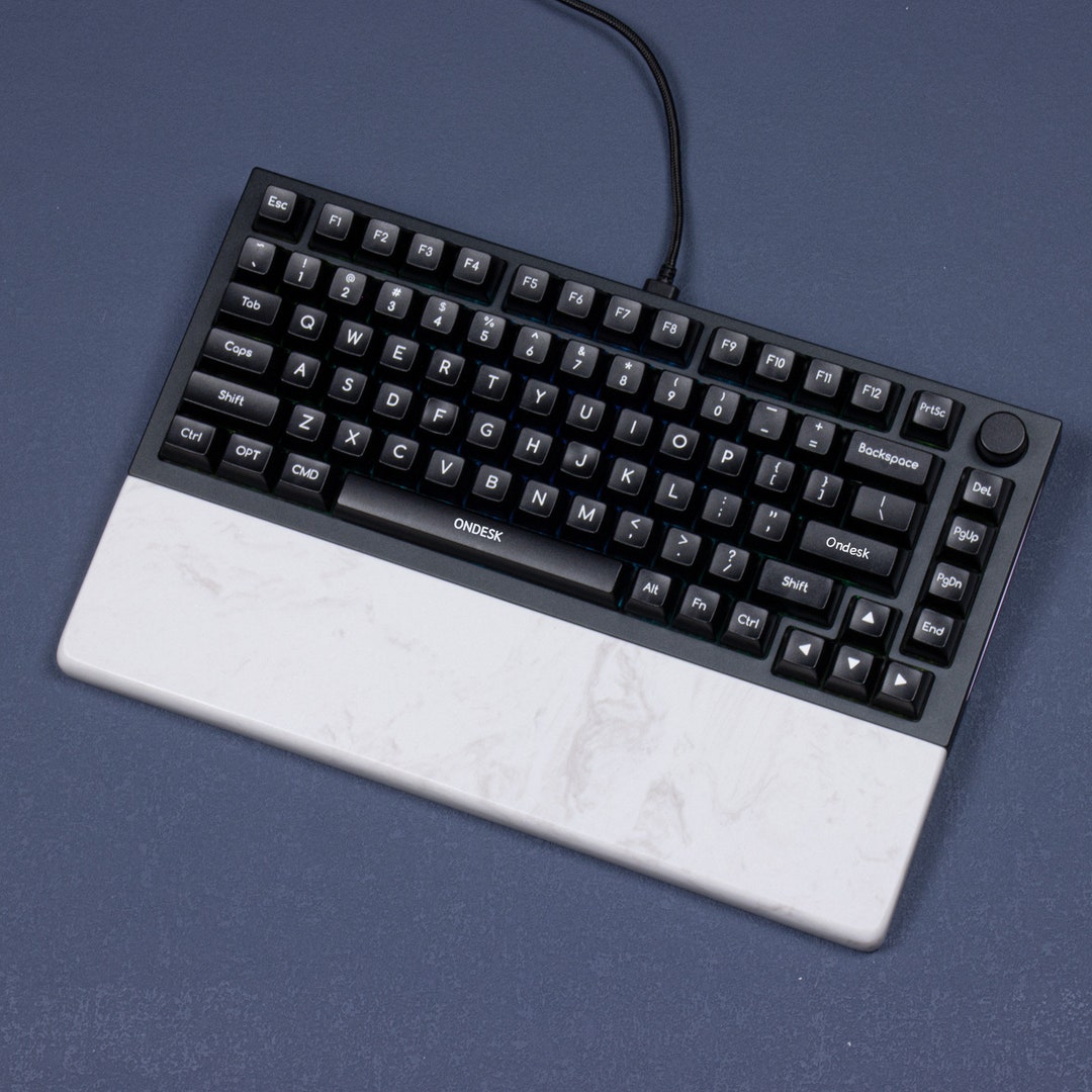 Glorious Keyboard White Gray Cracked Texture Marble Quartz Stone Wrist