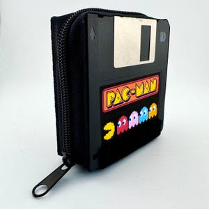 Portafoglio per floppy disk fatto a mano - Porta carte retrò, porta monete, regalo tecnologico, gadget anni '80 riciclato
