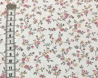 Cotton fabric, white with scattered flowers, Westfalenstoffe,
