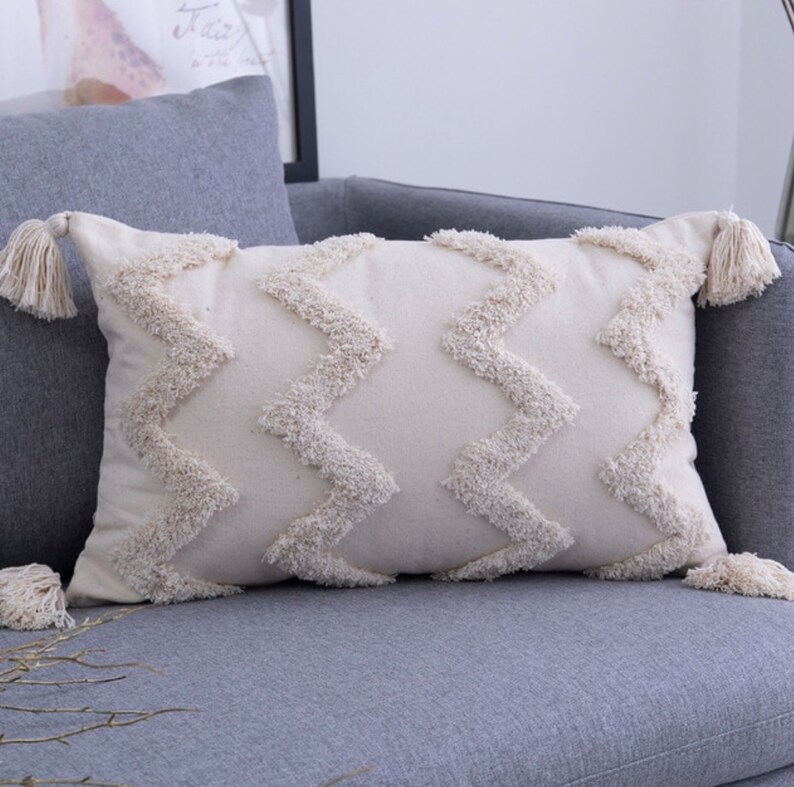 Bio-Baumwoll Kissenbezüge Mit Fransen – Boho Style 2er-Set Für Sofa & Bett