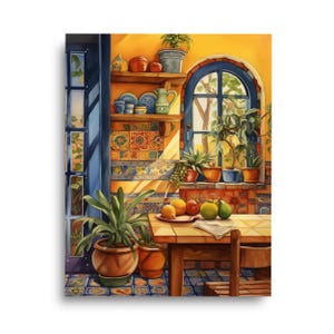 Traditional Mexican Kitchen | Watercolor Print | Mexico Wall Art | Kitchen Decor | Mesoamerican | Fruit Illustration | Home Plants Art