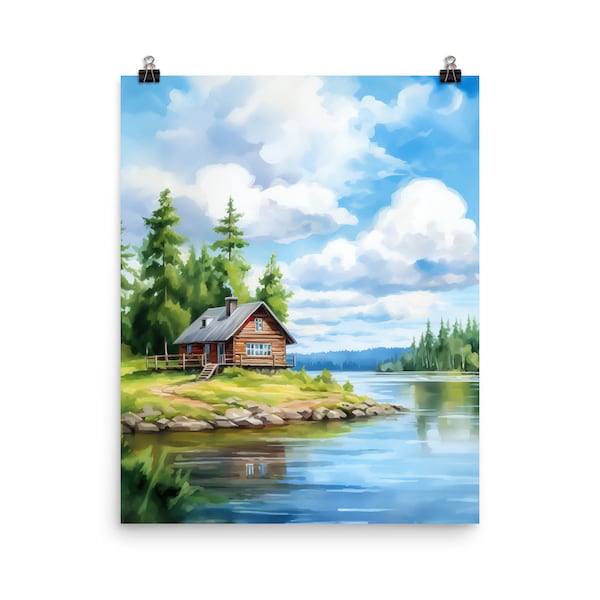 Imatra Watercolor Print | Finland Wall Art | Finnish Nature Decor | Vuoksi River | Scandinavia Poster | Scandinavian Landscape | Europe Art