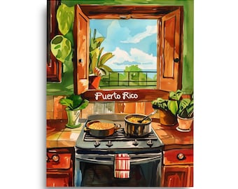Puerto Rican Kitchen Print, Boricua Culinary Wall Art, Caribbean Food Decor, Latin Restaurant Poster, San Juan Kitchen Art, Tropical Cuisine