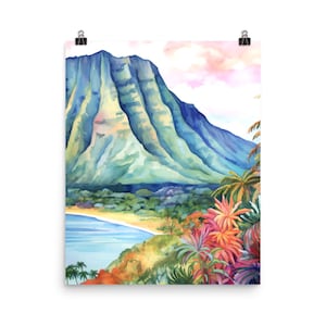 Kalalau Valley Watercolor Print | Hawaii Travel Gift | NaPali Coast | Hawaiian Landscape | Tropical Nature Decor | Hawaii Poster | Kauai
